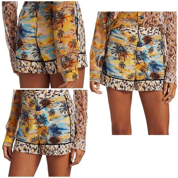 Le Superbe Tropical Island Print Silk Shorts Women’s Size 8 NWT - Picture 3 of 12